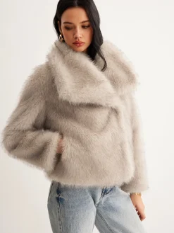 COMMENSE Faux Fur Button Wool Coat* Outerwear|Coats