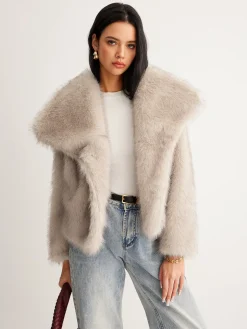 COMMENSE Faux Fur Button Wool Coat* Outerwear|Coats