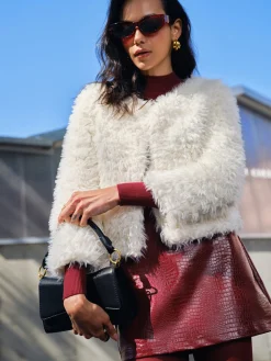COMMENSE Faux Fur Short Coat* Outerwear|Coats