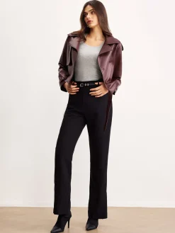 COMMENSE Faux Leather Belted Short Jacket* Outerwear|Jackets