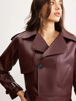 COMMENSE Faux Leather Belted Short Jacket* Outerwear|Jackets