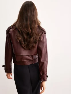 COMMENSE Faux Leather Belted Short Jacket* Outerwear|Jackets