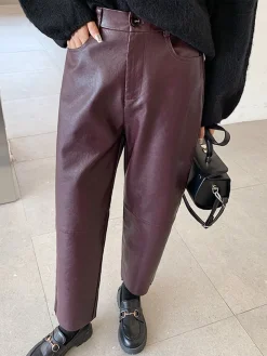 COMMENSE Faux Leather Cropped Pants* Pants|Bottoms