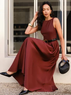 COMMENSE Faux Leather Panel Tank Dress Without Belt* Casual Dresses|Cocktail & Party Dresses