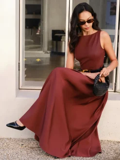 COMMENSE Faux Leather Panel Tank Dress Without Belt* Casual Dresses|Cocktail & Party Dresses