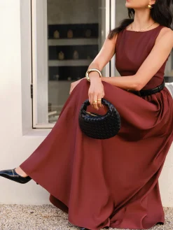 COMMENSE Faux Leather Panel Tank Dress Without Belt* Casual Dresses|Cocktail & Party Dresses