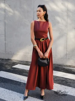 COMMENSE Faux Leather Panel Tank Dress Without Belt* Casual Dresses|Cocktail & Party Dresses