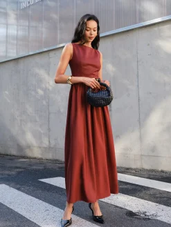 COMMENSE Faux Leather Panel Tank Dress Without Belt* Casual Dresses|Cocktail & Party Dresses