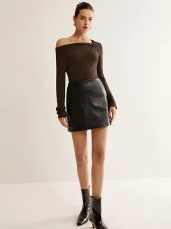 COMMENSE Faux Leather Pockets Mini Skirt* Skirts|Bottoms