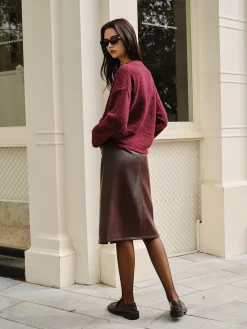 COMMENSE Faux Leather Pockets Skirt Without Belt* Skirts