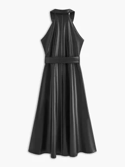 COMMENSE Faux Leather Sleeveless Belted Dress* Dresses