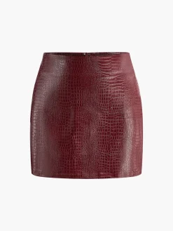 COMMENSE Faux Leather Textured Mini Skirt* Skirts|Bottoms