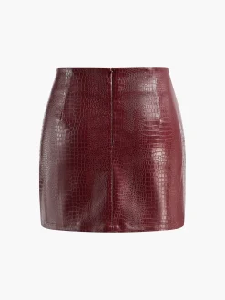 COMMENSE Faux Leather Textured Mini Skirt* Skirts|Bottoms