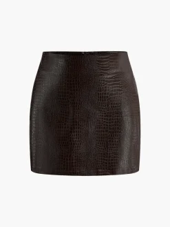 COMMENSE Faux Leather Textured Mini Skirt* Skirts|Bottoms