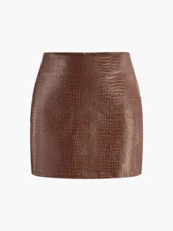 COMMENSE Faux Leather Textured Mini Skirt* Skirts|Bottoms