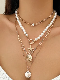 COMMENSE Faux Pearl Shell Beach Style Necklace* Necklaces|Accessories
