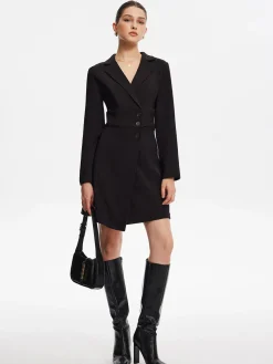 COMMENSE First Choice Blazer Long Sleeve Short Dress* Black Dresses|Work Dresses