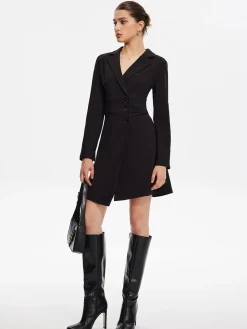 COMMENSE First Choice Blazer Long Sleeve Short Dress* Black Dresses|Work Dresses