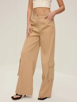 COMMENSE Flap Pockets Wide-Leg Pants* Pants|Bottoms