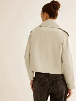 COMMENSE Flap-Pocket Faux Leather Jacket* Outerwear|Jackets