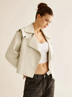 COMMENSE Flap-Pocket Faux Leather Jacket* Outerwear|Jackets