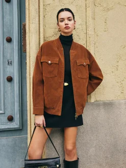 COMMENSE Flap-Pockets Zipper Suede Jacket* Outerwear|Jackets
