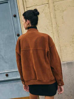 COMMENSE Flap-Pockets Zipper Suede Jacket* Outerwear|Jackets