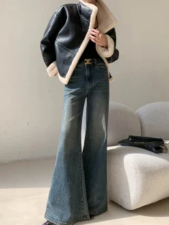 COMMENSE Fleece Lined Faux Leather Jacket* Outerwear|Jackets