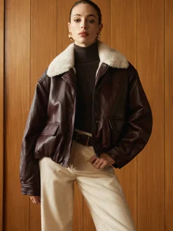 COMMENSE Fleece Lined Faux Leather Zipper Coat* Outerwear|Coats