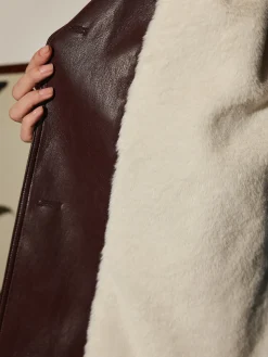 COMMENSE Fleecing PU Leather Belted Jacket* Outerwear|Jackets