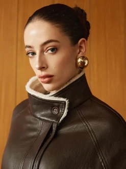 COMMENSE Fleecing PU Leather Belted Jacket* Outerwear|Jackets