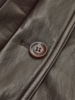 COMMENSE Fleecing PU Leather Belted Jacket* Outerwear|Jackets