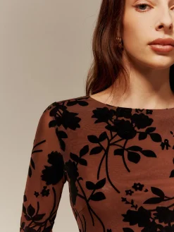 COMMENSE Flock Printed Backless Tie Dress* Cocktail & Party Dresses|Vacation Dresses
