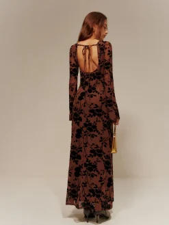 COMMENSE Flock Printed Backless Tie Dress* Cocktail & Party Dresses|Vacation Dresses