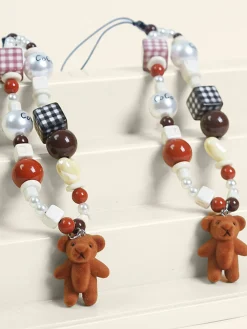 COMMENSE Flocked Bear Doll Bead Phone Lanyard* Accessories