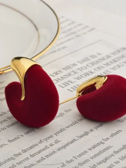 COMMENSE Flocked Hoop Stud Earrings* Earrings|Accessories