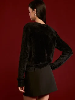 COMMENSE Floral Button Fuzzy Cardigan* Cardigans|Sweaters & Cardigans