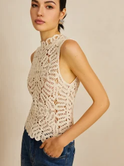 COMMENSE Floral Crochet Hollow Out Sweater Vest* Sweater Vests|Sweaters & Cardigans