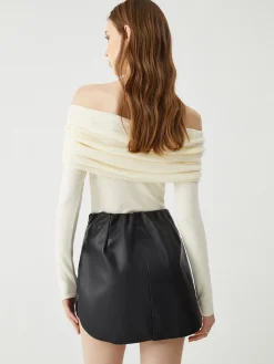 COMMENSE Floral Detail Overfold Off-Shoulder Knit Top* Sweater Tops|Sweaters & Cardigans