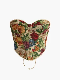 COMMENSE Floral Drawstring Corset* Corset Tops|Tops