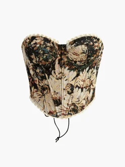 COMMENSE Floral Drawstring Corset* Corset Tops|Tops