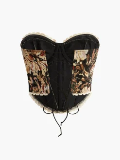 COMMENSE Floral Drawstring Corset* Corset Tops|Tops