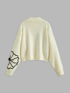 COMMENSE Floral Embroidered Knit Top* Sweater Tops|Sweaters & Cardigans