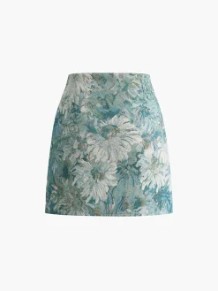 COMMENSE Floral Embroidery Split Mini Skirt* Skirts|Bottoms
