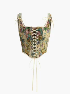 COMMENSE Floral Jacquard Drawstring Blouse* Blouses & Shirts|Tops