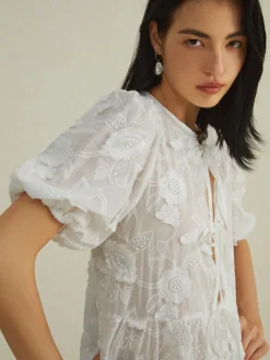 COMMENSE Floral Knotted Puff Sleeve Shirt* Blouses & Shirts|Tops