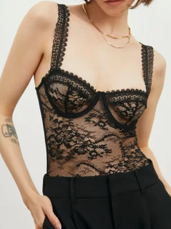 COMMENSE Floral Lace Bustier Bodysuit* Bodysuits|Bodysuits