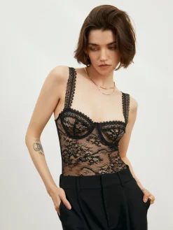 COMMENSE Floral Lace Bustier Bodysuit* Bodysuits|Bodysuits