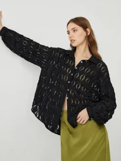 COMMENSE Floral Lace Button Up Shirt* Blouses & Shirts|Tops