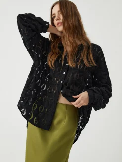COMMENSE Floral Lace Button Up Shirt* Blouses & Shirts|Tops